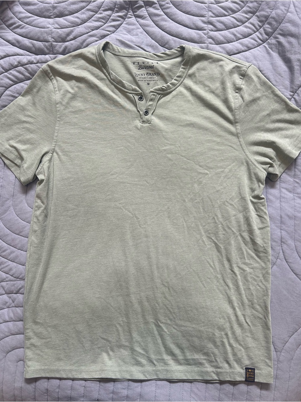 Lucky Brand Men’s Short Sleeve Henley Tee in Pale Green